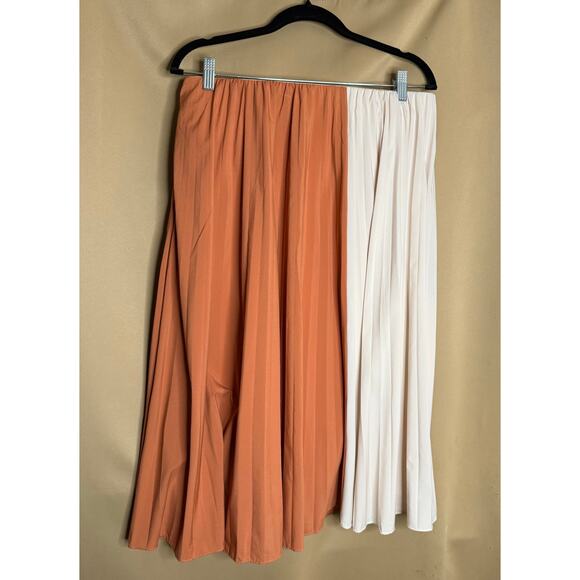 Tome NYC Orange and Cream Two Tone Midi Skirt L - Picture 7 of 8